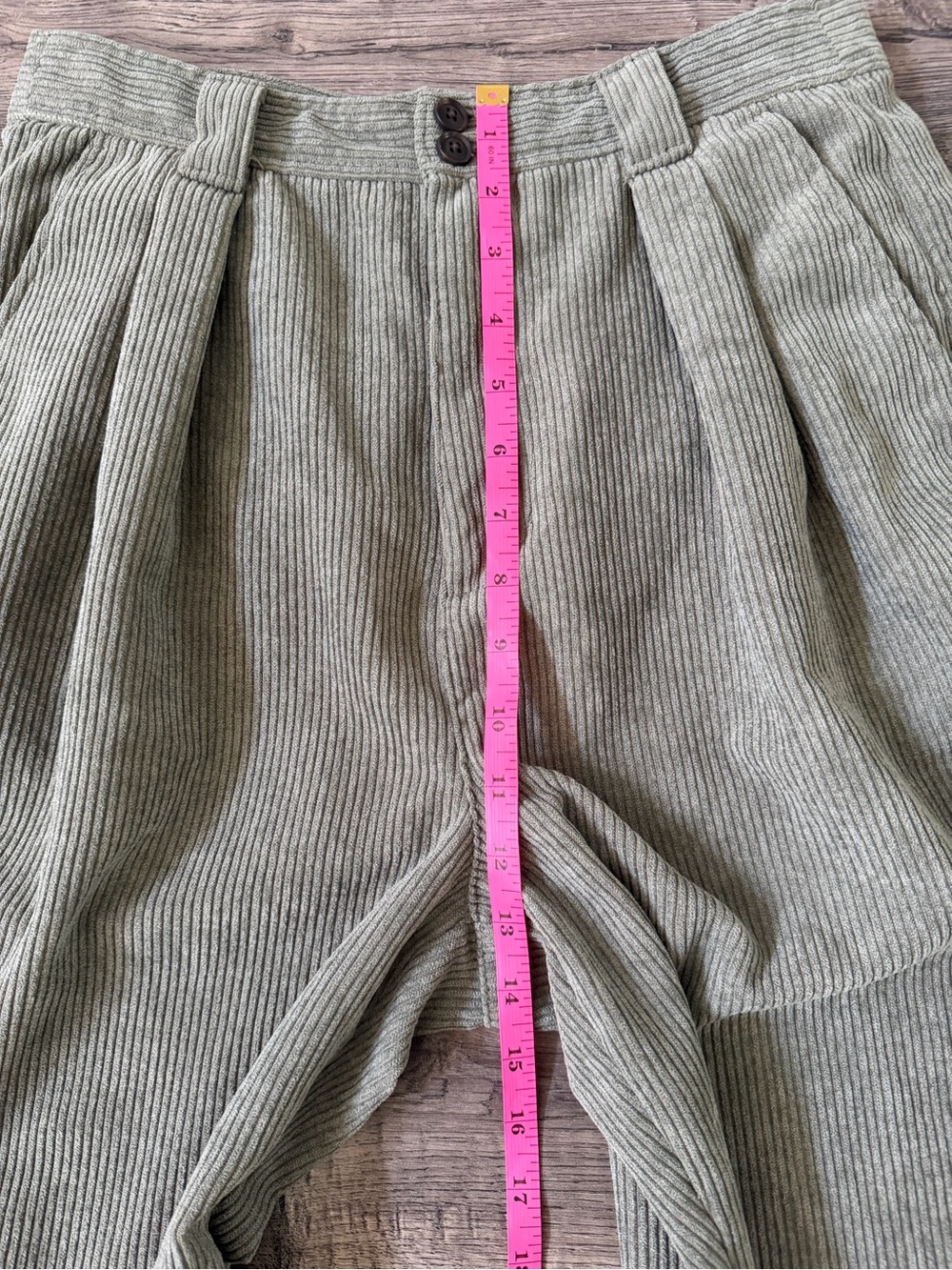 Madewell Womens Corduroy High Rise Pleated Tapered Olive Green Pants Size 4 - Picture 11 of 15